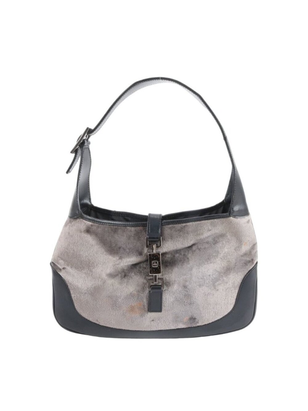 Gucci Jackie Velour 001 Leather Shoulder Bag Hand Black Gray